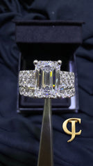 14Kt Yellow Gold with total 5.09ctw Lab Grown Diamonds, 3.05ctw Emerald Cut Centre Diamond Bridal Set (Ring)