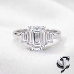 14kt White Gold with total 2.40ctw Lab Grown Diamonds, 1.50ctw Radiant cut Centre Diamond.