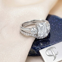 14kt White Gold with total 2.40ctw Lab Grown Diamonds, 1.50ctw Radiant cut Centre Diamond.