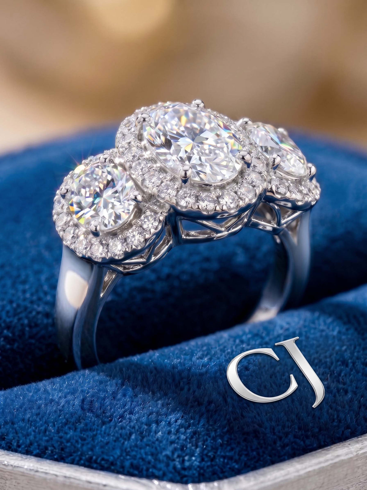 14kt Yellow Gold with total 3.18ctw Lab Grown Diamonds, 1.00ctw Oval cut Centre Diamond.