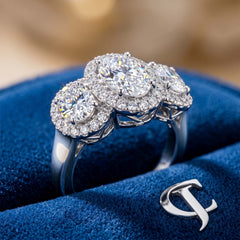 14kt Yellow Gold with total 3.18ctw Lab Grown Diamonds, 1.00ctw Oval cut Centre Diamond.