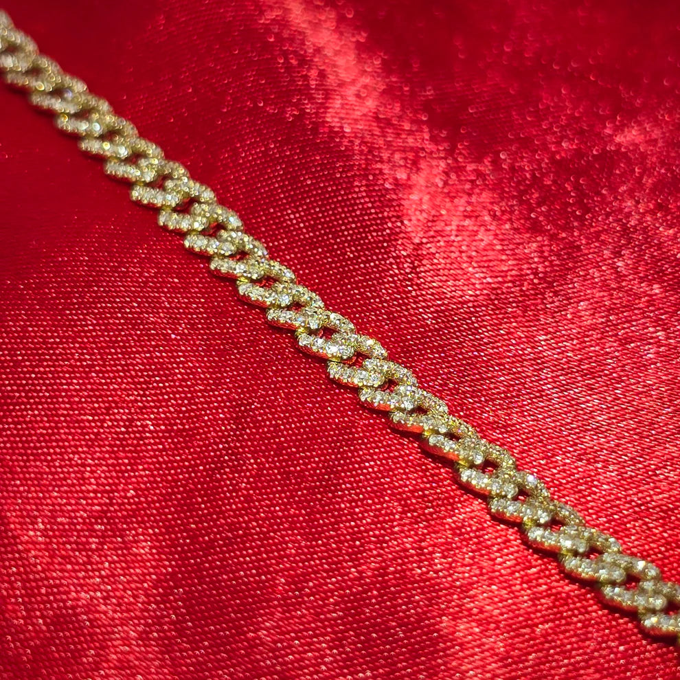Cuban Bracelet 0.95 ctw Diamond 10K Yellow Gold