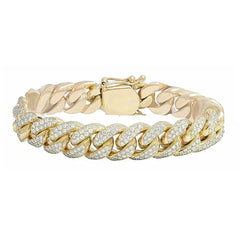 Cuban Bracelet 0.95 ctw Diamond 10K Yellow Gold