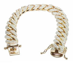 Cuban Bracelet 0.95 ctw Diamond 10K Yellow Gold
