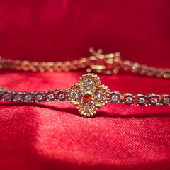 Diamond Clover Bracelet 2.40 ctw 10K Yellow Gold