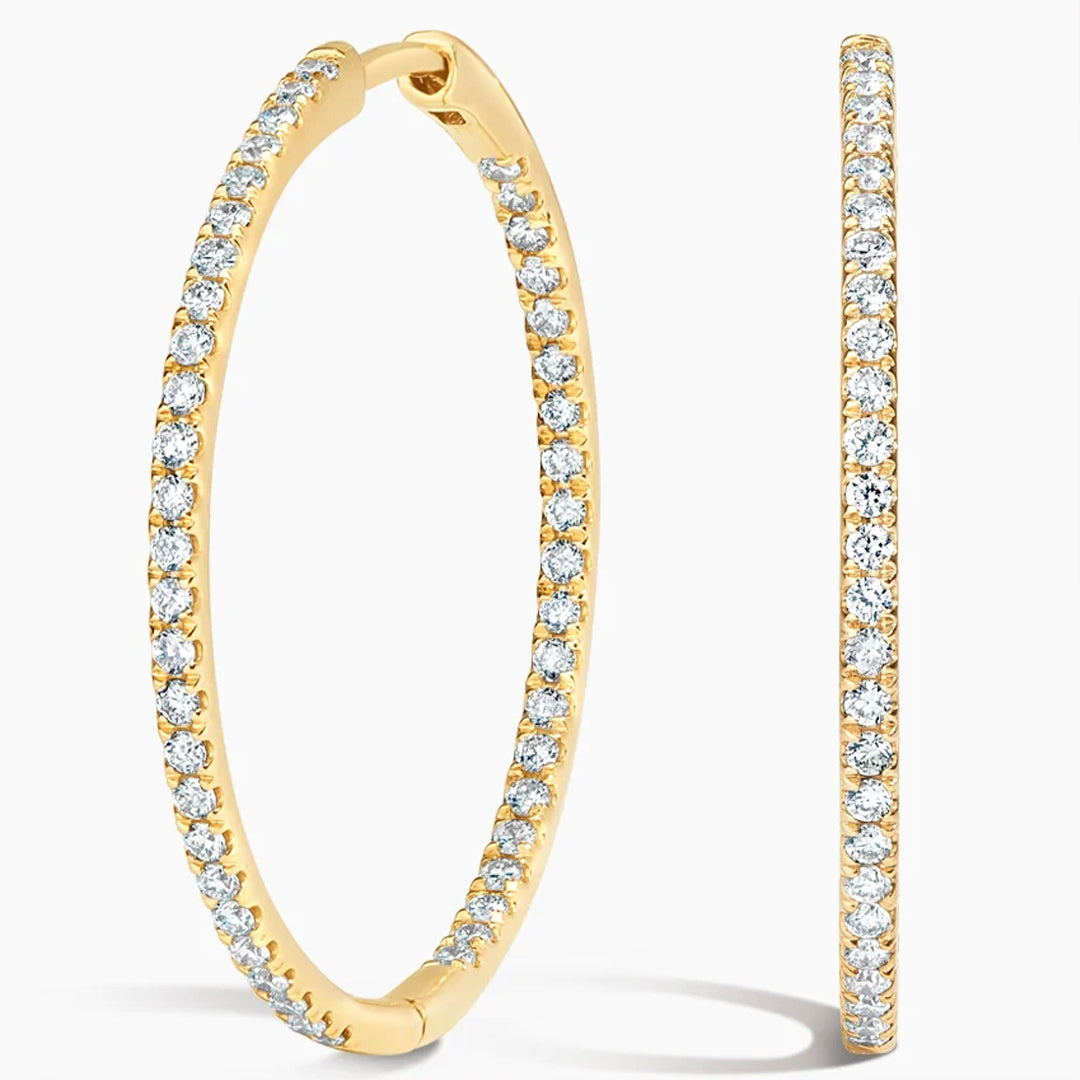 Diamond Fashion High Hoop Earrings 2.20 ctw 14K White Gold