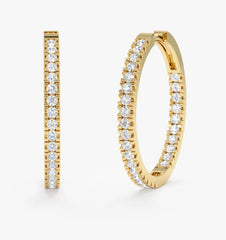 Diamond Hoop Earrings 2 ctw 10K Yellow Gold