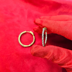 Diamond Hoop Earrings 2 ctw 10K Yellow Gold