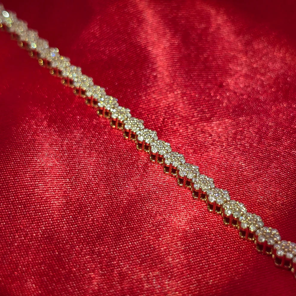 Flower Bracelet 2.60 ctw Diamond 10K Yellow Gold