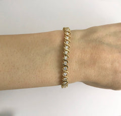 1.00 ctw 10K Yellow Gold S-Link Diamond Tennis Bracelet