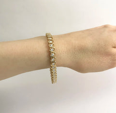 1.00 ctw 10K Yellow Gold S-Link Diamond Tennis Bracelet