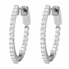 ctw 10K White Gold Diamond Endless Hoop Earrings 1.00